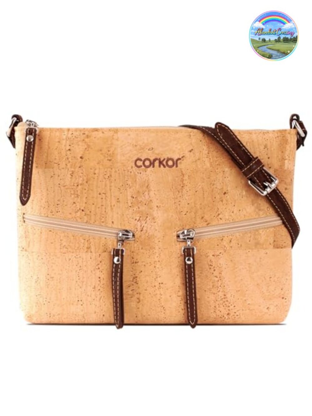 Vegan Leather Cork Crossbody Bag Handbag With Adjustable Strap